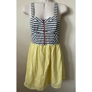 Xhilaration Yellow Poplin Striped V Neck Sleeveless Lined Women's Dress Size S